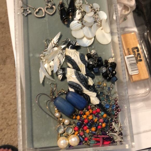 17 Pair Lot  Bundle Vintage Rhinestone Dangle Designer Earrings Custom Designed - Picture 3 of 13